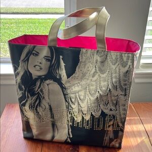 Vintage Victoria's Secret Black and Gold Angel Tote